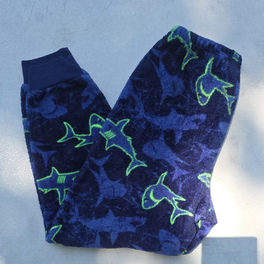 Shark Print Pajama Pants Blue and Green